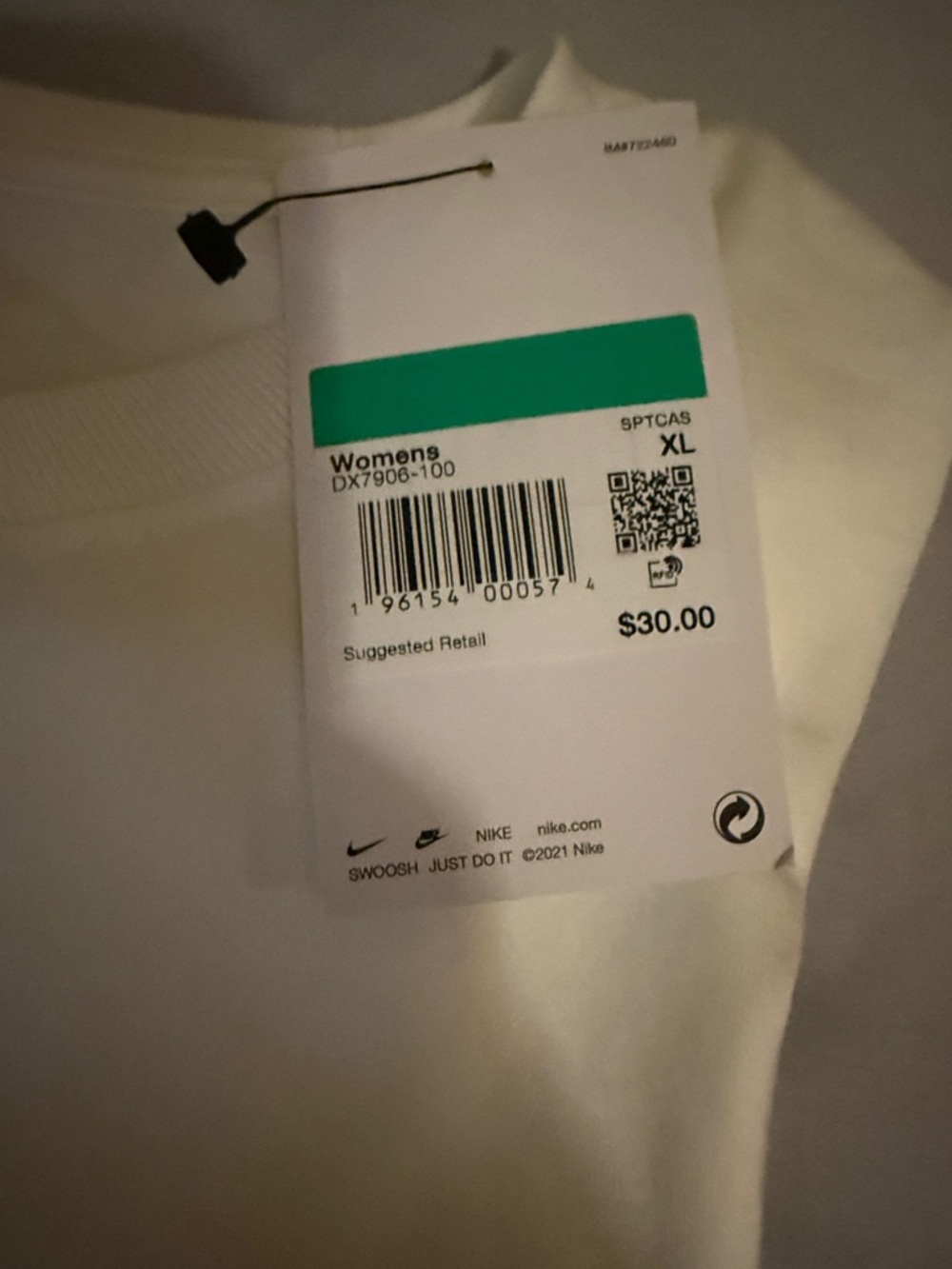 BRAND NEW Nike White Crewneck with Black Swoosh - Picture 2 of 4